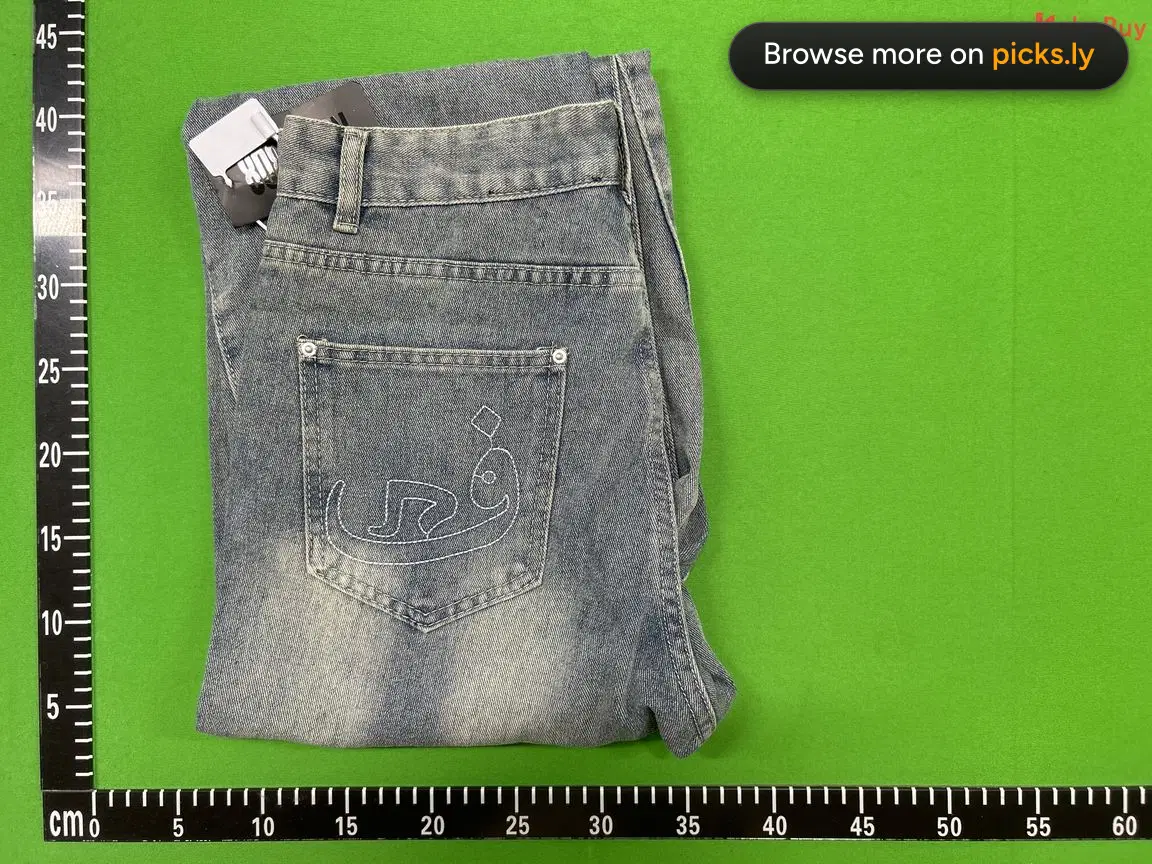 Cross border American retro washed distressed denim jeans for men and women, hip-hop casual street style loose and micro flared pants QC photo 2