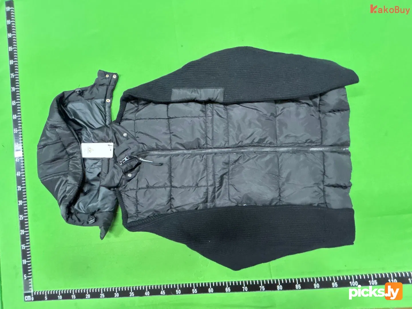 C. P Cross border Company Black Transparent Lens Sleeve Bag Splicing Knitted Hooded Drawstring Clip Cotton Jacket Function QC photo 3