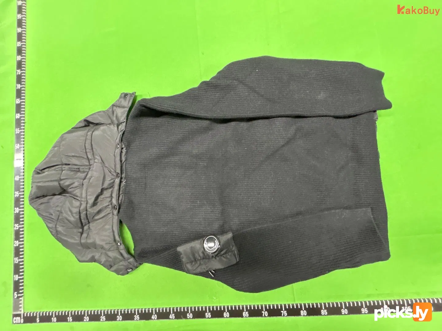 C. P Cross border Company Black Transparent Lens Sleeve Bag Splicing Knitted Hooded Drawstring Clip Cotton Jacket Function QC photo 4