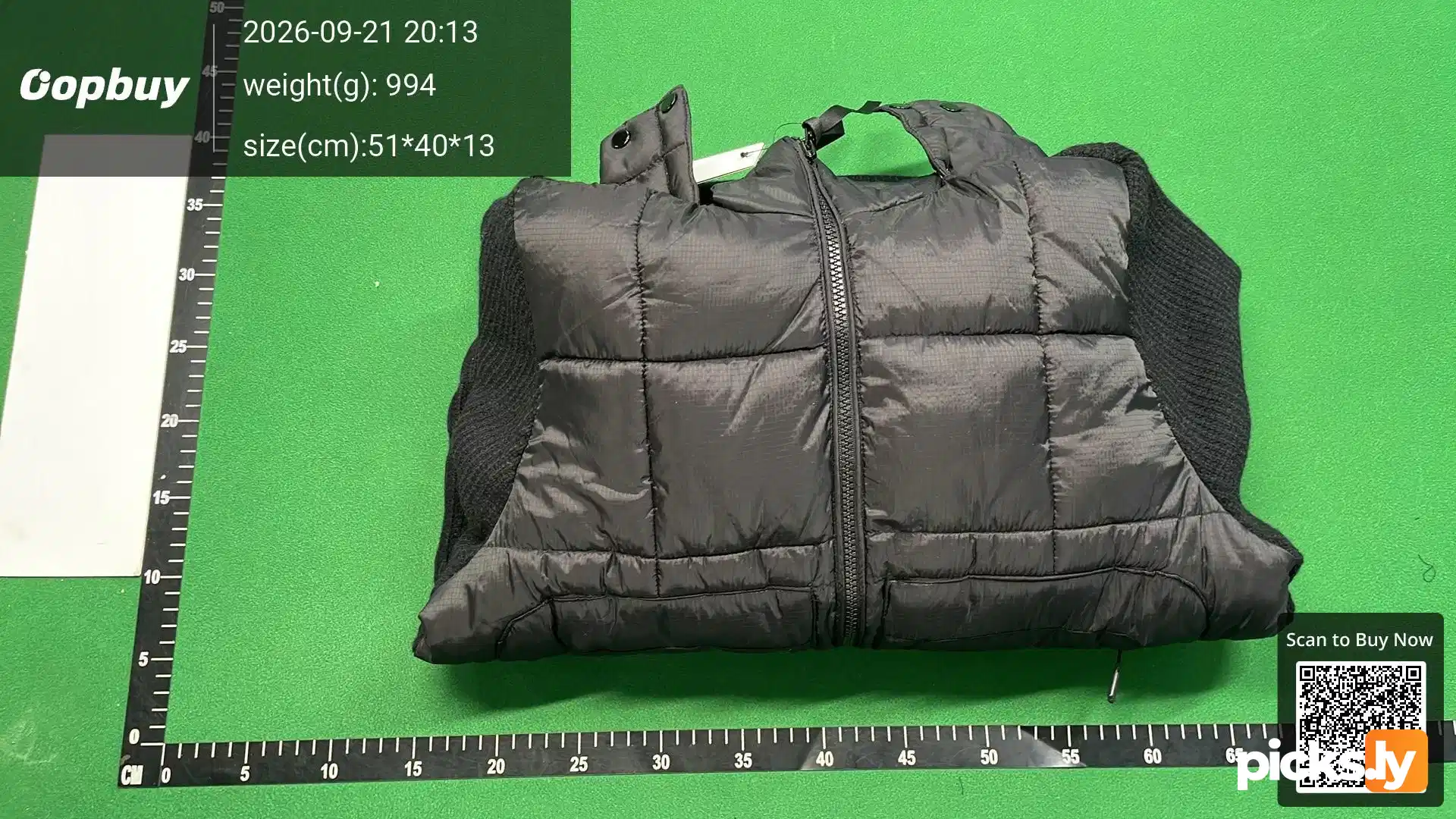 QC photo: C. P Cross border Company Black Transparent Lens Sleeve Bag Splicing Knitted Hooded Drawstring Clip Cotton Jacket Function