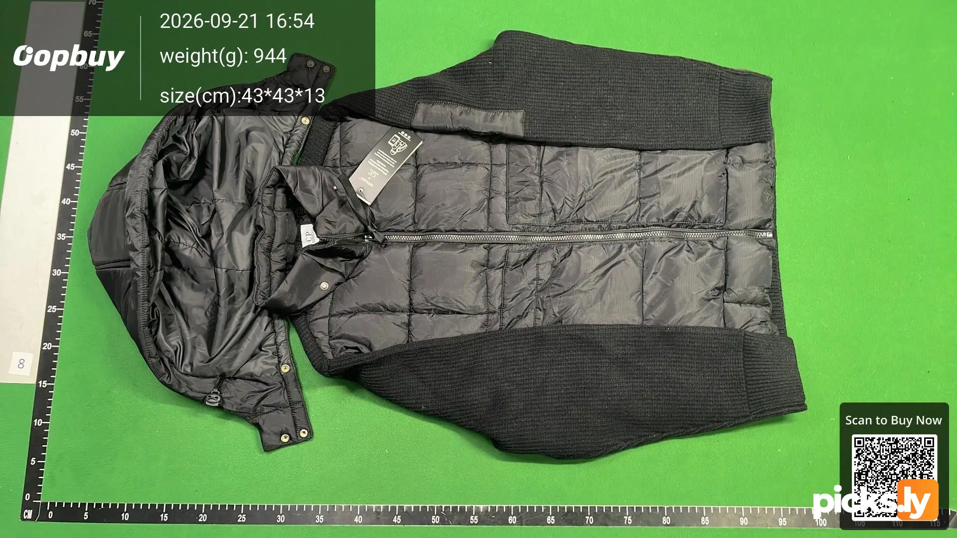 C. P Cross border Company Black Transparent Lens Sleeve Bag Splicing Knitted Hooded Drawstring Clip Cotton Jacket Function QC photo 2