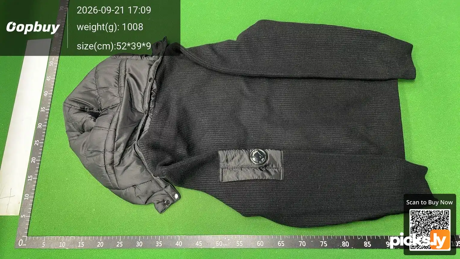 C. P Cross border Company Black Transparent Lens Sleeve Bag Splicing Knitted Hooded Drawstring Clip Cotton Jacket Function QC photo 3