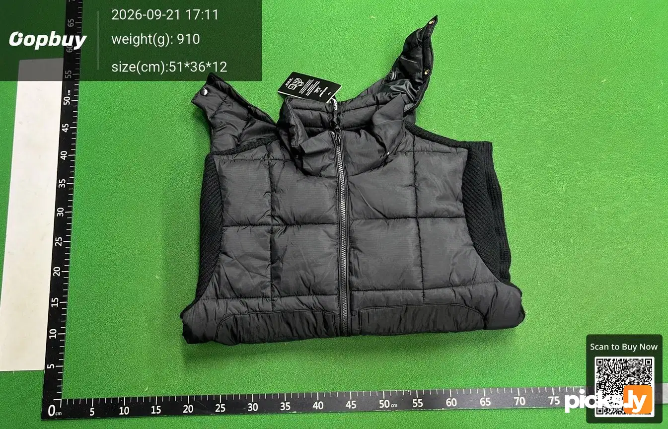 C. P Cross border Company Black Transparent Lens Sleeve Bag Splicing Knitted Hooded Drawstring Clip Cotton Jacket Function QC photo 4