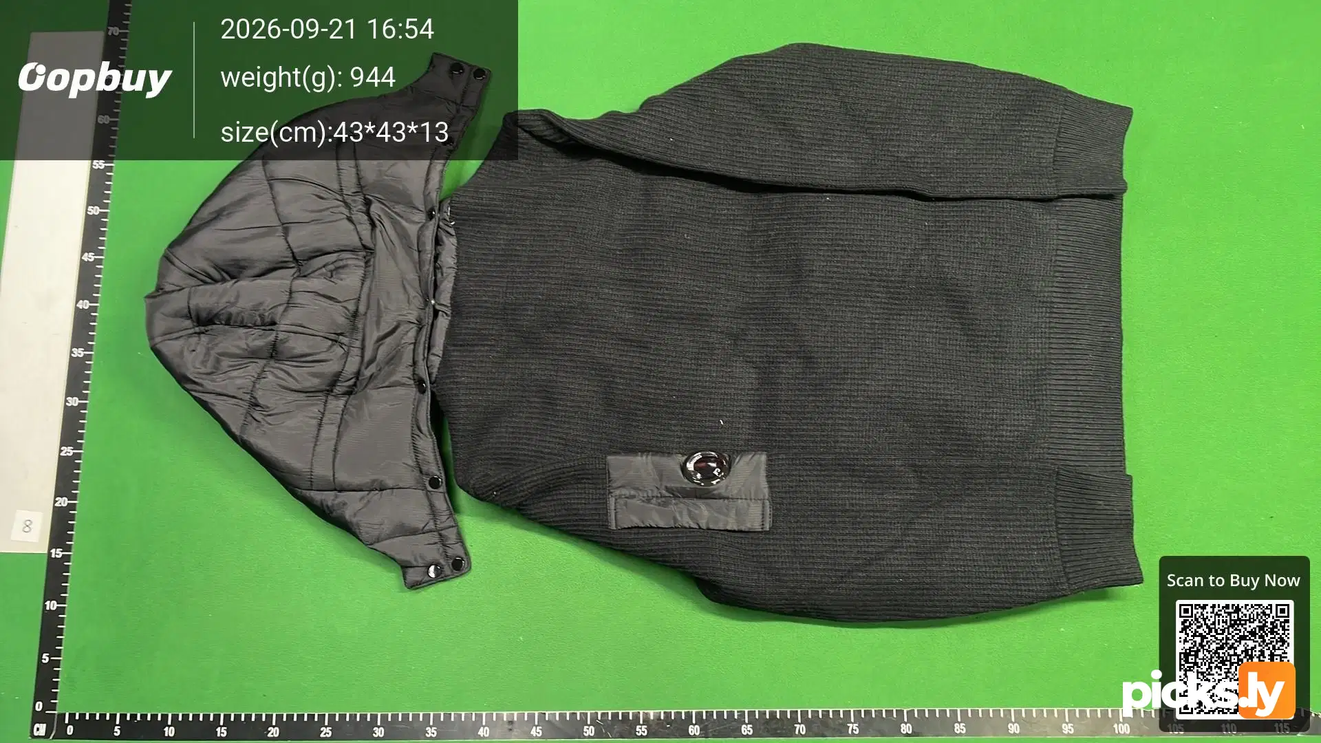 C. P Cross border Company Black Transparent Lens Sleeve Bag Splicing Knitted Hooded Drawstring Clip Cotton Jacket Function QC photo 3