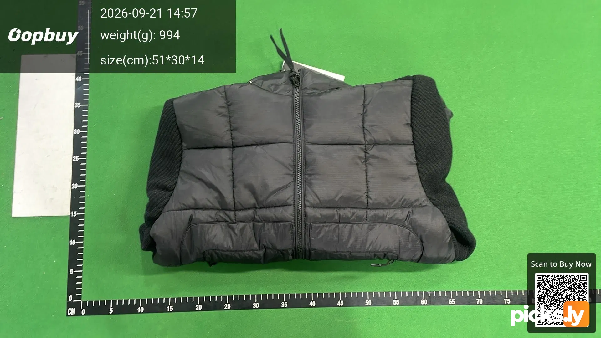 C. P Cross border Company Black Transparent Lens Sleeve Bag Splicing Knitted Hooded Drawstring Clip Cotton Jacket Function QC photo 4