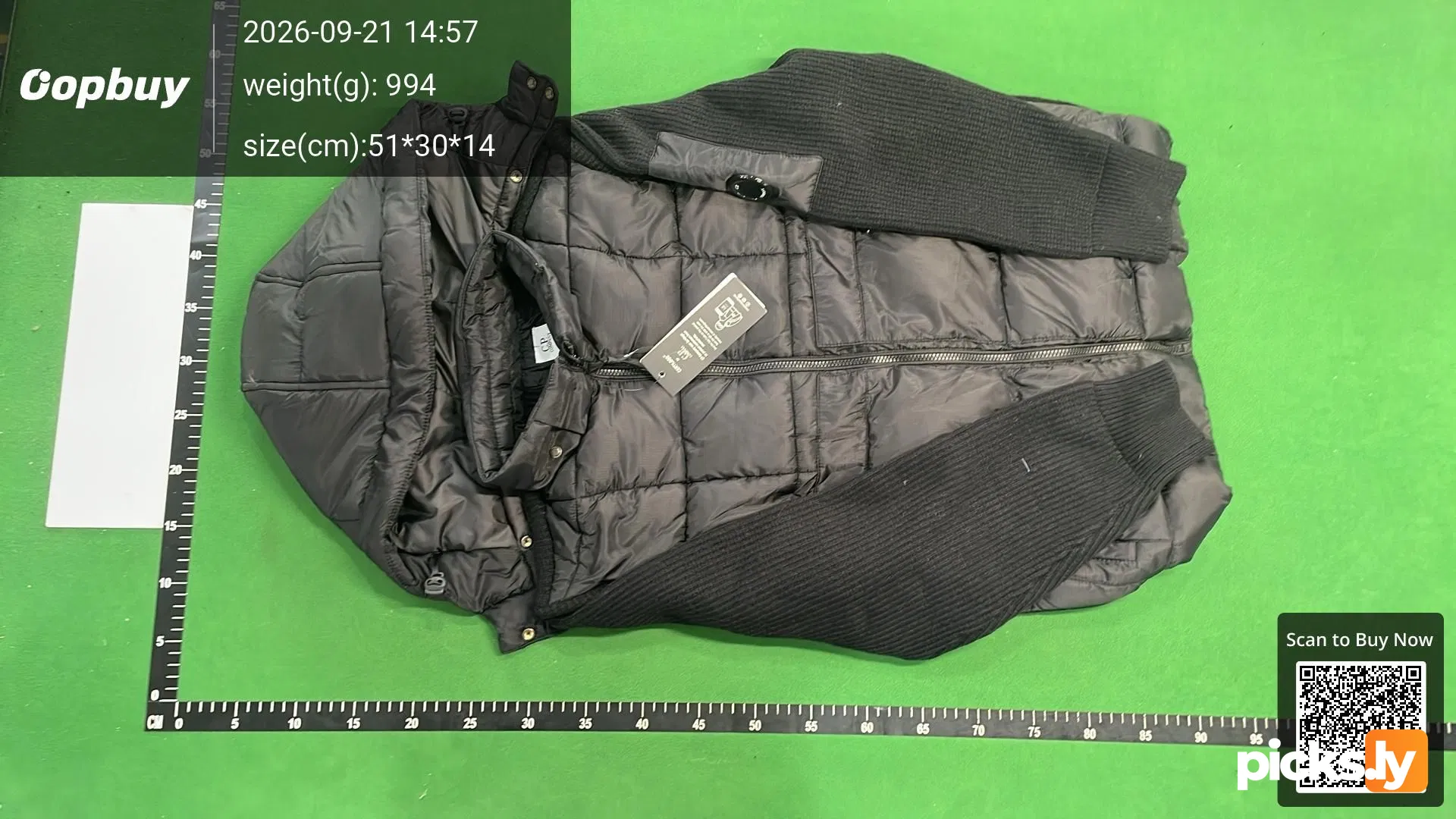 C. P Cross border Company Black Transparent Lens Sleeve Bag Splicing Knitted Hooded Drawstring Clip Cotton Jacket Function QC photo 2