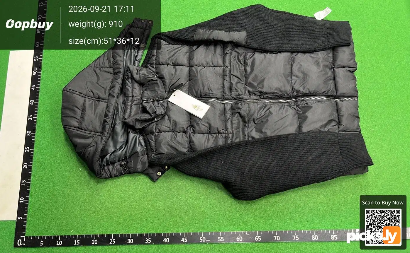 C. P Cross border Company Black Transparent Lens Sleeve Bag Splicing Knitted Hooded Drawstring Clip Cotton Jacket Function QC photo 2