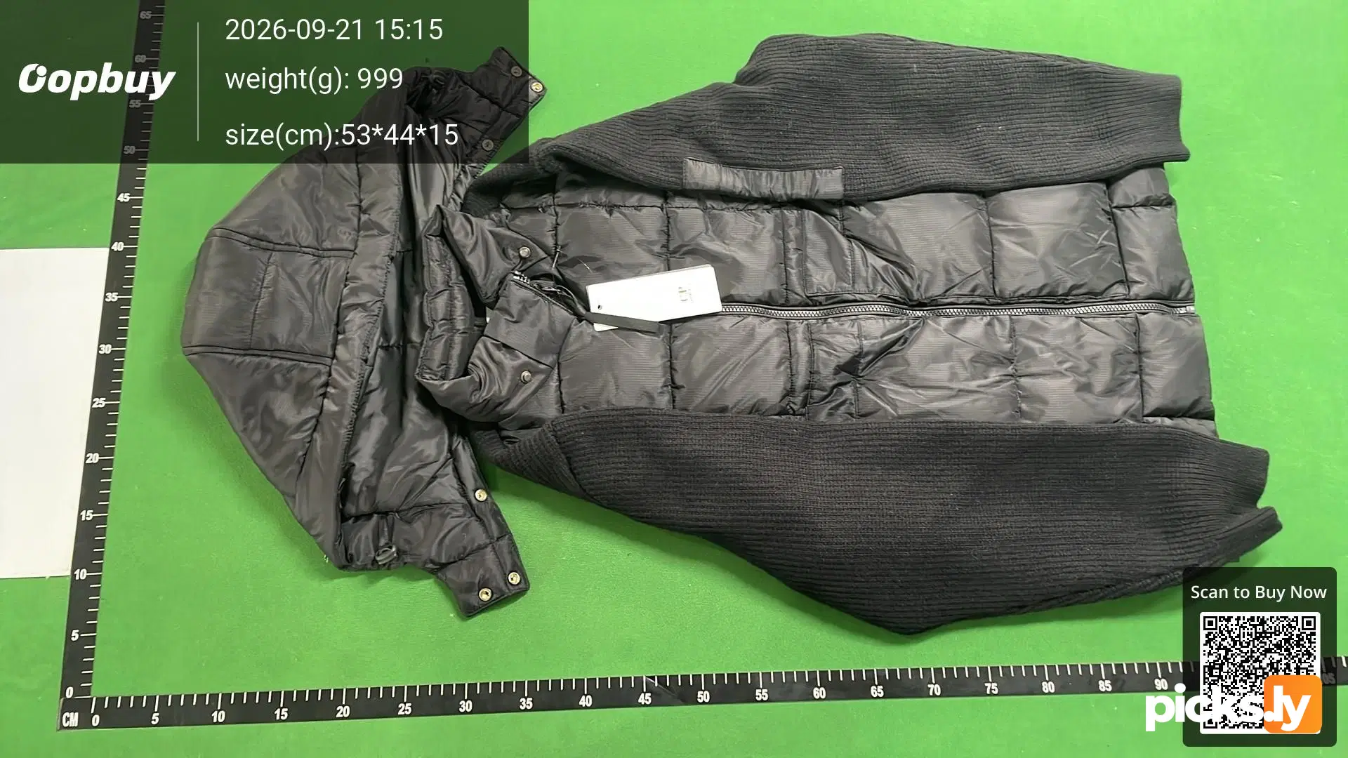C. P Cross border Company Black Transparent Lens Sleeve Bag Splicing Knitted Hooded Drawstring Clip Cotton Jacket Function QC photo 2