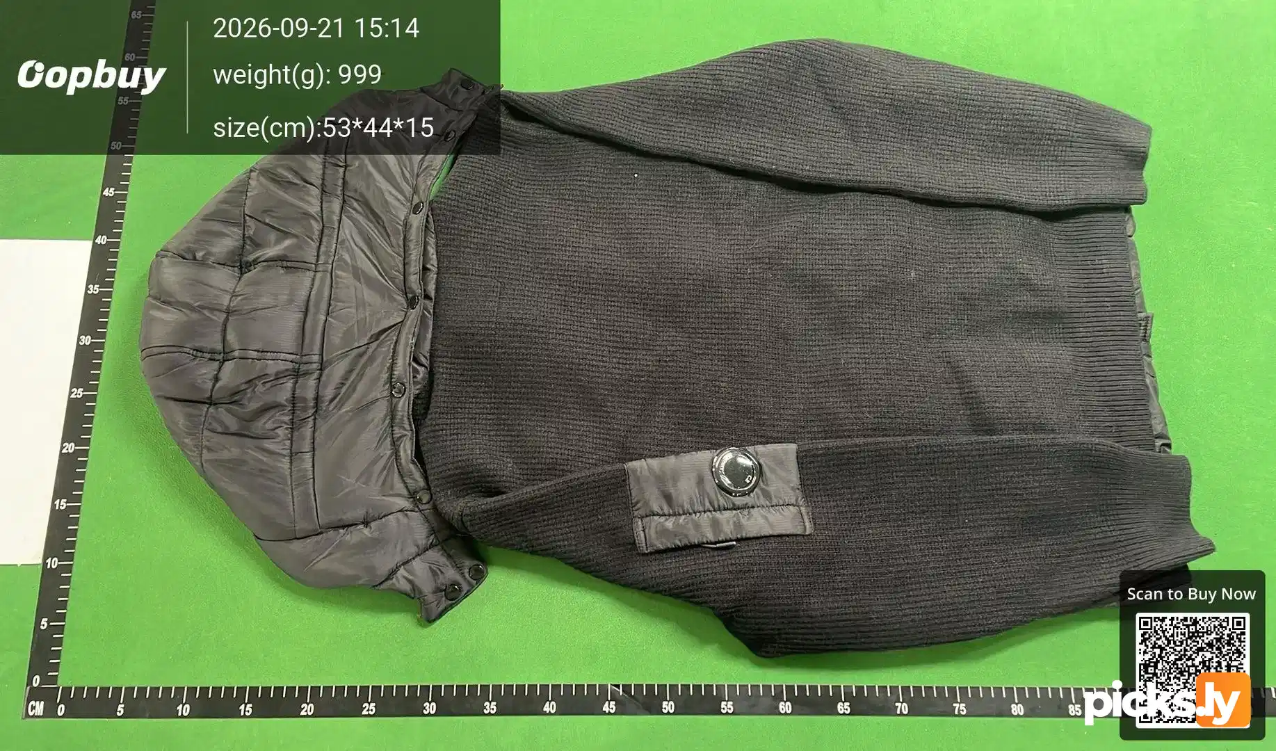 C. P Cross border Company Black Transparent Lens Sleeve Bag Splicing Knitted Hooded Drawstring Clip Cotton Jacket Function QC photo 3