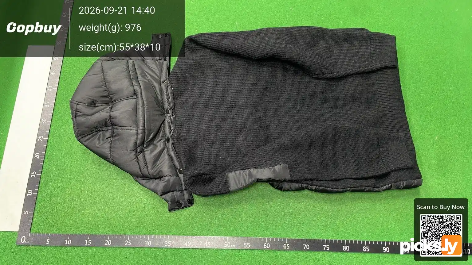 C. P Cross border Company Black Transparent Lens Sleeve Bag Splicing Knitted Hooded Drawstring Clip Cotton Jacket Function QC photo 3