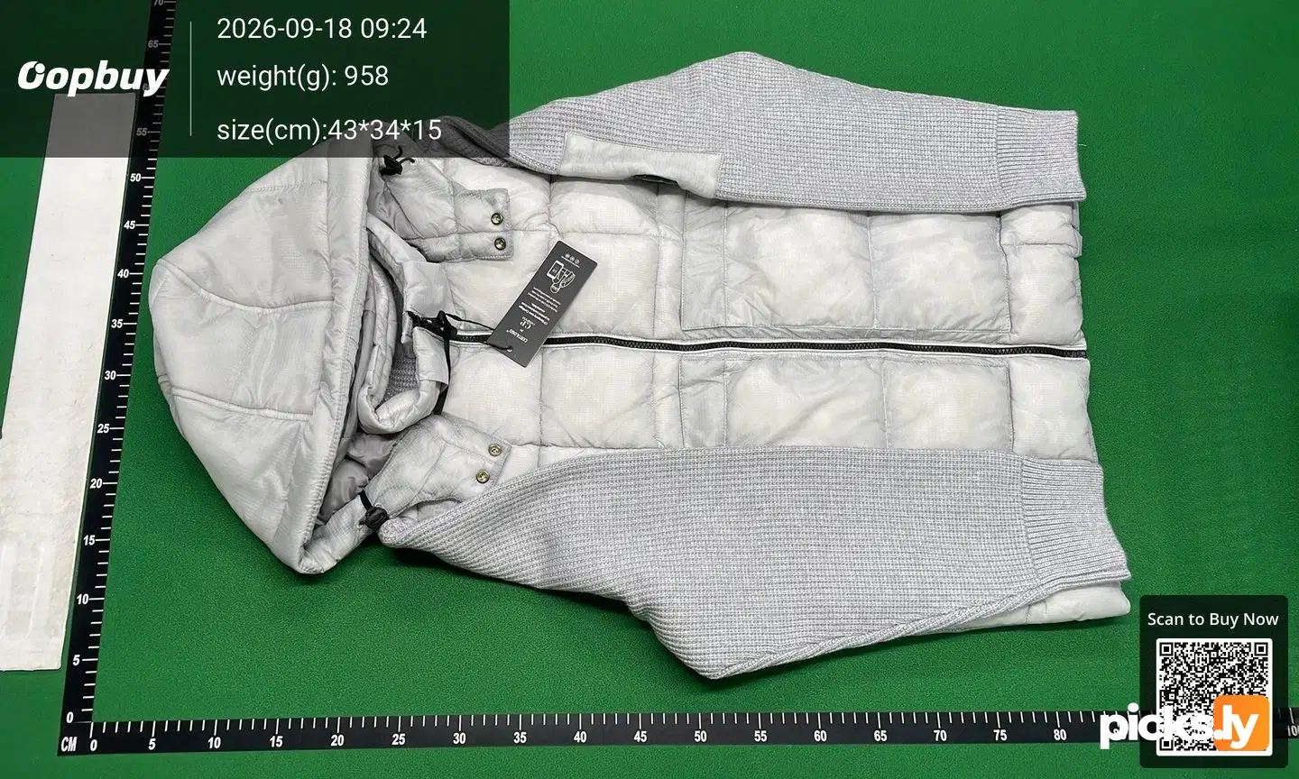C. P Cross border Company Black Transparent Lens Sleeve Bag Splicing Knitted Hooded Drawstring Clip Cotton Jacket Function QC photo 2