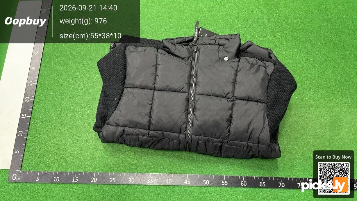 C. P Cross border Company Black Transparent Lens Sleeve Bag Splicing Knitted Hooded Drawstring Clip Cotton Jacket Function QC photo 4