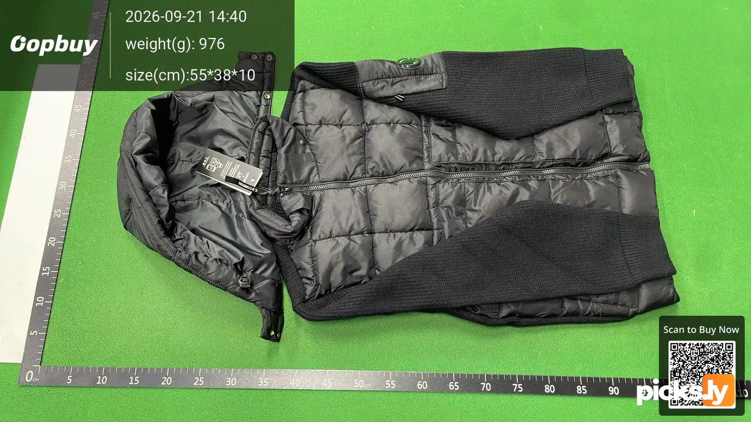 C. P Cross border Company Black Transparent Lens Sleeve Bag Splicing Knitted Hooded Drawstring Clip Cotton Jacket Function QC photo 2
