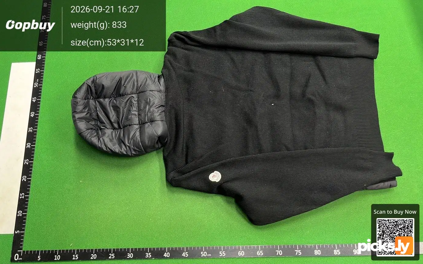 M家跨境Tricot连帽针织拼接轻薄棉服可调节连帽设计日常街头休闲 QC photo 3